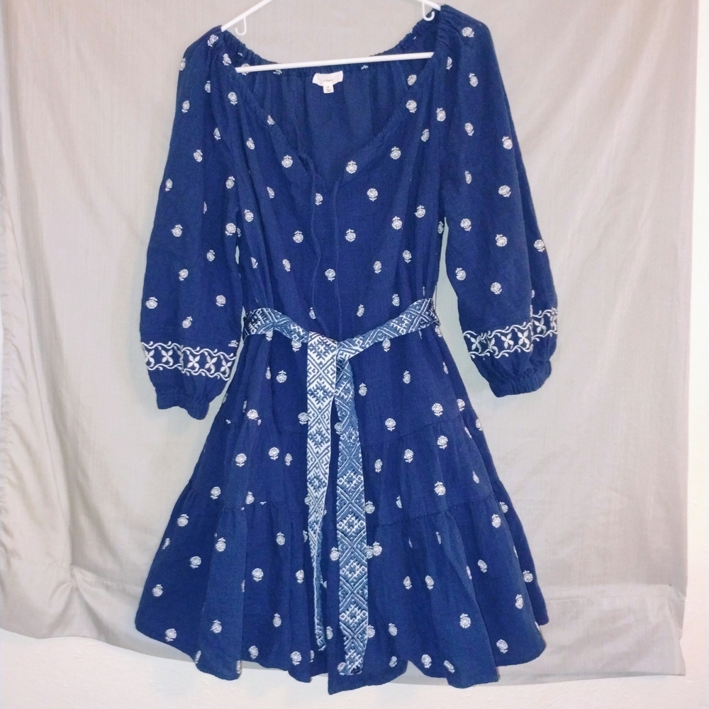 Navy Blue Embroidered Women's A Loves A Dress High Quality Size M